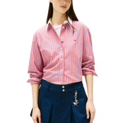 Γυναικείο Ριγέ Πουκάμισο Ροζ Tommy Jeans DW0DW22078-0E3