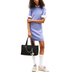 Γυναικείο Πλεκτό Κοντομάνικο Φόρεμα Μπλε Tommy Jeans DW0DW21907-0GY