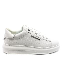 Ανδρικά Δερμάτινα Kapri Monogram Sneakers Λευκά Karl Lagerfeld KL52549K-01W WHITE