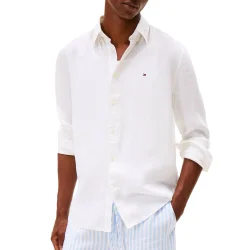 Ανδρικό Λινό Πουκάμισο Λευκό Tommy Hilfiger MW0MW41530-YBR