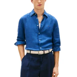 Ανδρικό Λινό Πουκάμισο Μπλε Tommy Hilfiger MW0MW41530-C3I