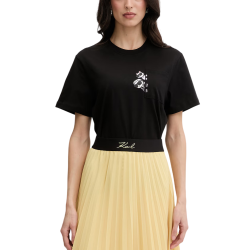 Γυναικείο Ikon Peek A Boo Pocket T-shirt Μαύρο Karl Lagerfeld B2W17081-999 BLACK