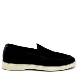 Ανδρικά Δερμάτινα Suede Χειροποίητα Loafers Μαύρα Diadoch 2542-BLACK