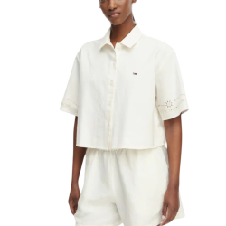 Γυναικείο Κοντομάνικο Πουκάμισο Λευκό Tommy Jeans DW0DW22214-YBH