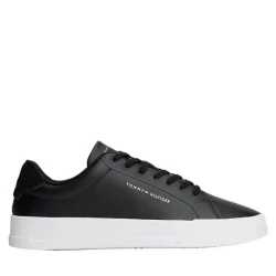 Ανδρικά Δερμάτινα TH Court Sneakers Μαύρα Tommy Hilfiger FM0FM05904-BDS
