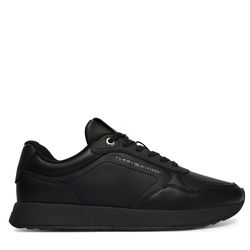 Γυναικεία Δερμάτινα Retro Runner Sneakers Μαύρα Tommy Hilfiger FW0FW09411-BDS