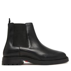 Ανδρικά Δερμάτινα Μποτάκια Μαύρα Tommy Hilfiger FM0FM05966-BDS