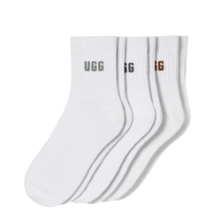 Γυναικείες Quinlin Logo Quarter Κάλτσες 3 Τεμαχίων Λευκές UGG 1181412-SMYB