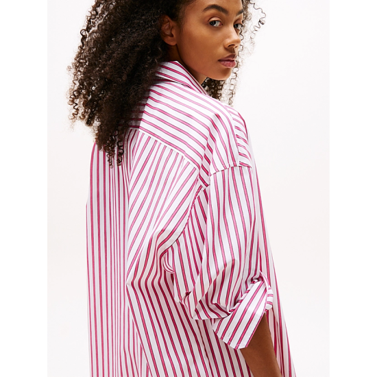 Γυναικείο Ριγέ Φόρεμα/Πουκαμίσα Ροζ Tommy Jeans DW0DW21122-0D5
