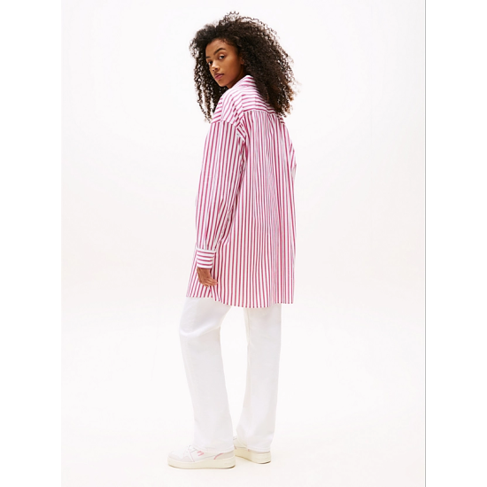 Γυναικείο Ριγέ Φόρεμα/Πουκαμίσα Ροζ Tommy Jeans DW0DW21122-0D5