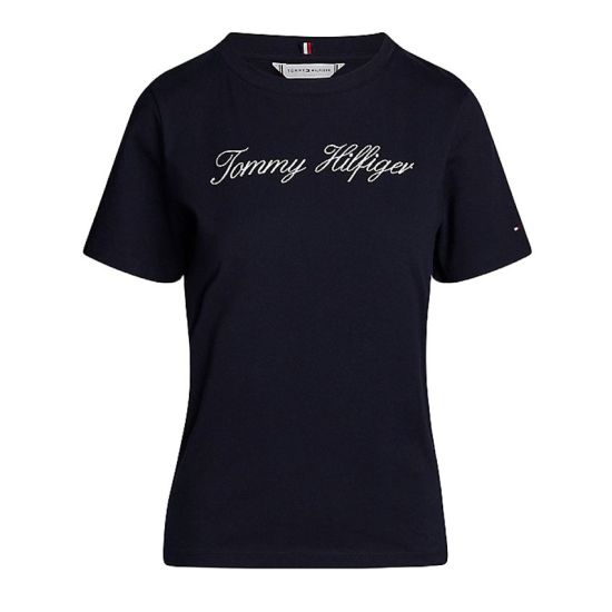 Γυναικείο Script T-shirt Navy Μπλε Tommy Hilfiger WW0WW43459-02G