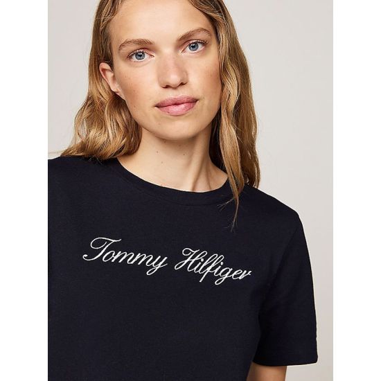 Γυναικείο Script T-shirt Navy Μπλε Tommy Hilfiger WW0WW43459-02G