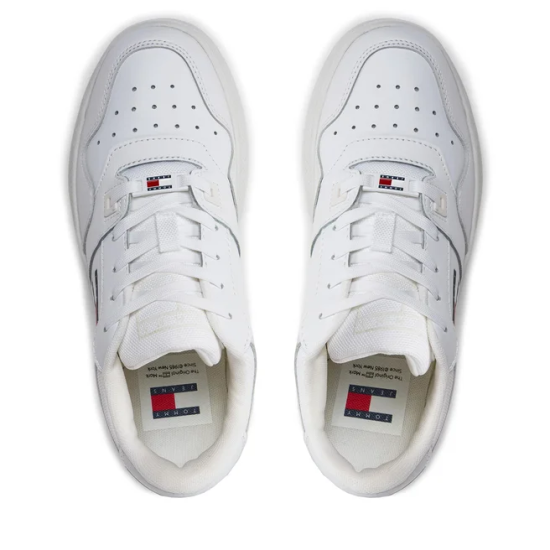Γυναικεία Δερμάτινα Retro Basket Sneakers Λευκά Tommy Jeans EN0EN02506-YBS