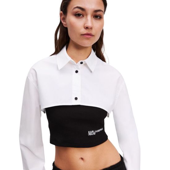 Γυναικείο Πουκάμισο Λευκό Karl Lagerfeld Jeans A3W11006-998 BLACK/WHITE