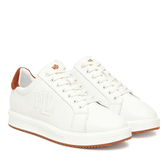 Γυναικεία Δερμάτινα Ainsley Sneakers Λευκά Ralph Lauren 802979188001-WHITE