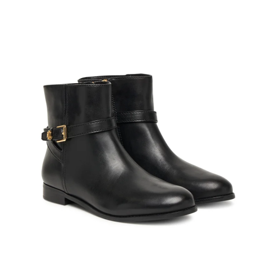 Γυναικείες Δερμάτινες Brooke Μπότες Μαύρες Ralph Lauren 802967768001-BLACK