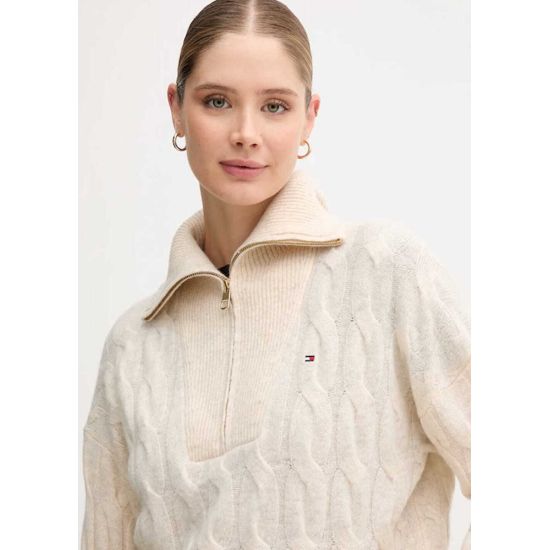 Γυναικείο Μάλλινο Πουλόβερ Μπεζ Tommy Hilfiger WW0WW46425-ADK