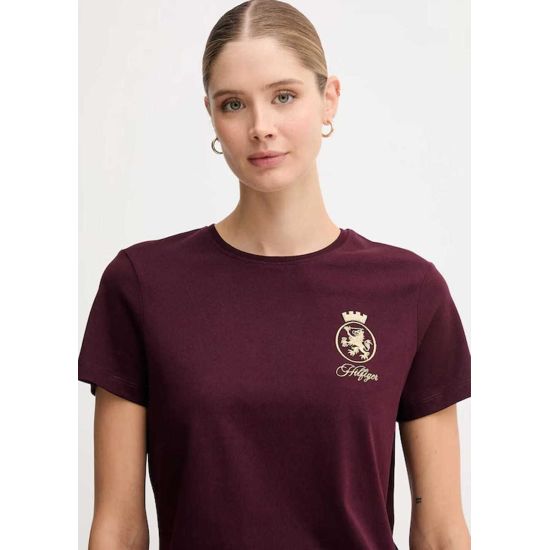 Γυναικείο TH Crest T-shirt Μπορντό Tommy Hilfiger WW0WW46153-XIH