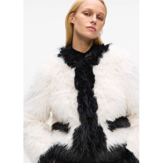 Γυναικεία Οικολογική Γούνα Λευκή Karl Lagerfeld A4W15051-101 WHITE/BLACK