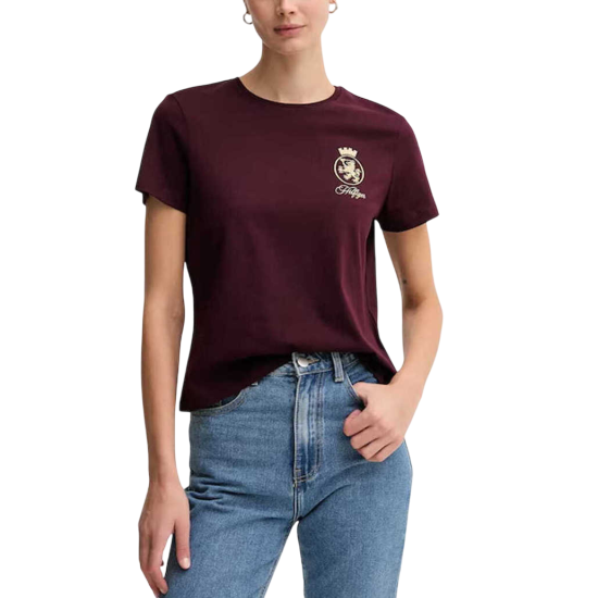 Γυναικείο TH Crest T-shirt Μπορντό Tommy Hilfiger WW0WW46153-XIH
