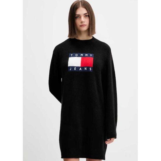 Γυναικείο Πλεκτό Φόρεμα Μαύρο Tommy Jeans DW0DW21462-HEV