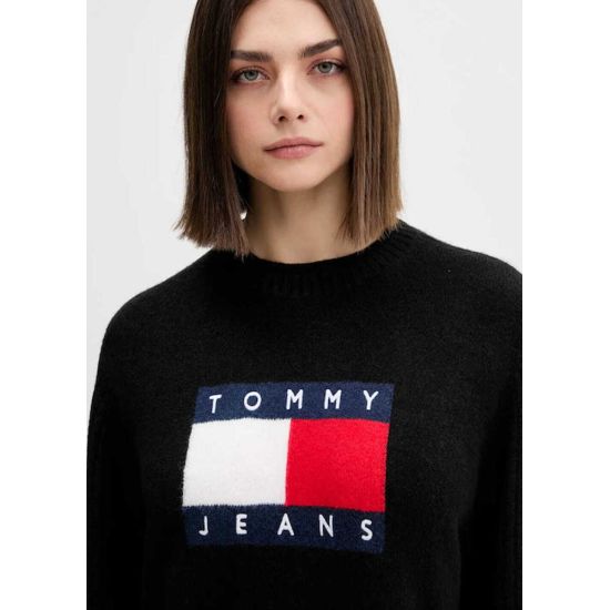 Γυναικείο Πλεκτό Φόρεμα Μαύρο Tommy Jeans DW0DW21462-HEV