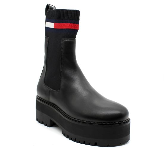 Γυναικεία Δερμάτινα Flatform Chelsea Μποτάκια Μαύρα Tommy Jeans EN0EN02301-BDS