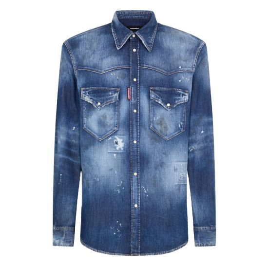 Ανδρικό Western Τζιν Πουκάμισο Μπλε Dsquared2 S74DM0795S30341-470