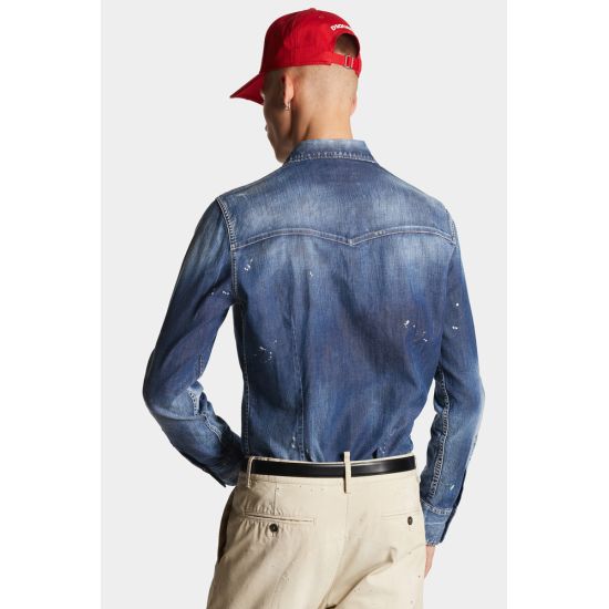 Ανδρικό Western Τζιν Πουκάμισο Μπλε Dsquared2 S74DM0795S30341-470