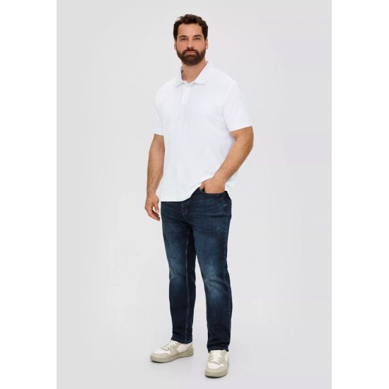 Ανδρικό Plus Size Polo Λευκό S.Oliver 2139798-0100