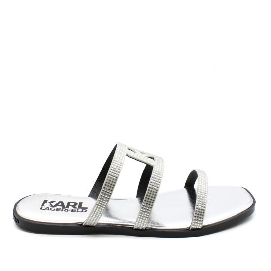 Γυναικεία KL Rhinestone Σανδάλια Ασημί Karl Lagerfeld KL87405-GSL HEAVY GLITTER
