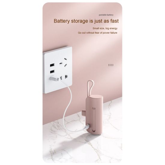 5000mAh  10W PTZ Portable Power Bank Για Iphone Και Android Type-C Λευκό