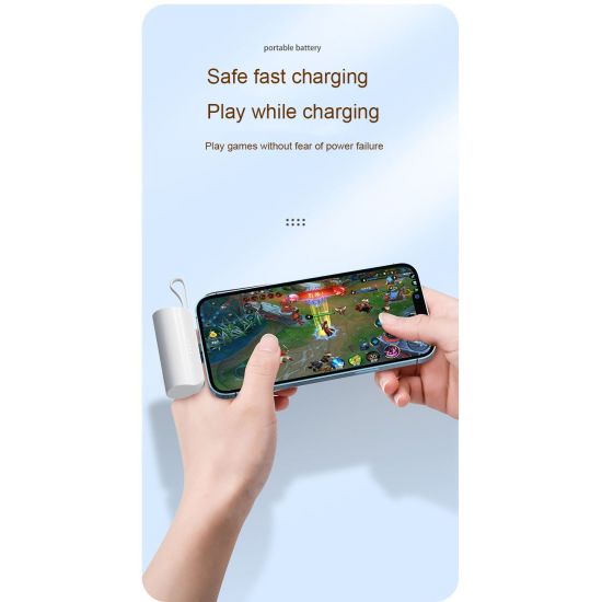 5000mAh  10W PTZ Portable Power Bank Για Iphone Και Android Type-C Λευκό