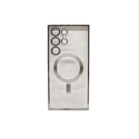 Magsafe Back Cover Σιλικόνης Διάφανο/Ασημί (Galaxy S23 Ultra)