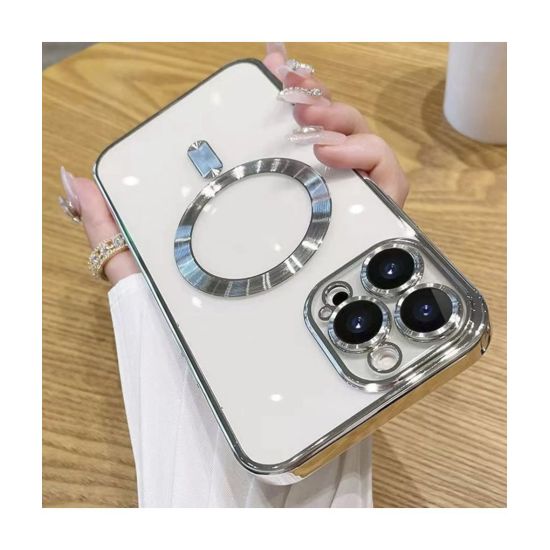 Magsafe Back Cover Σιλικόνης Διάφανο/Ασημί (Galaxy S23 Ultra)