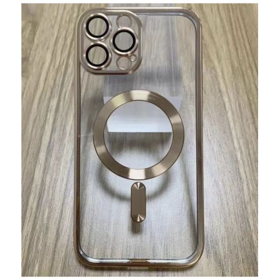 Magsafe Back Cover Σιλικόνης Διάφανο/Χρυσό (iPhone 15 Pro Max)
