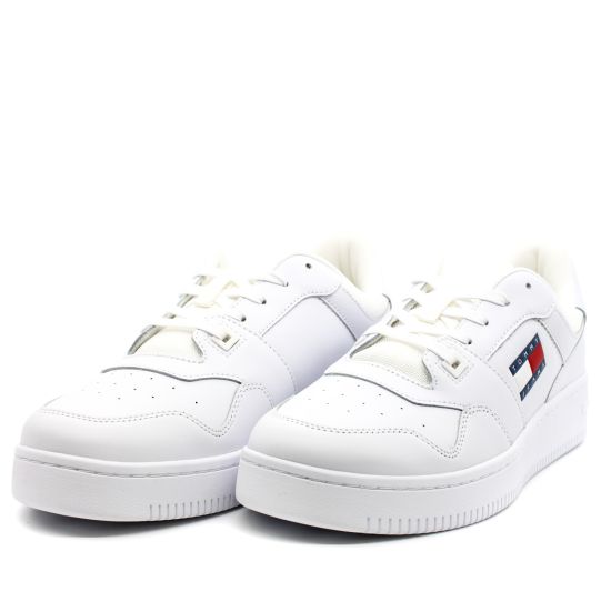 Ανδρικά Δερμάτινα Retro Basket Sneakers Λευκά Tommy Jeans EM0EM01395-YBR