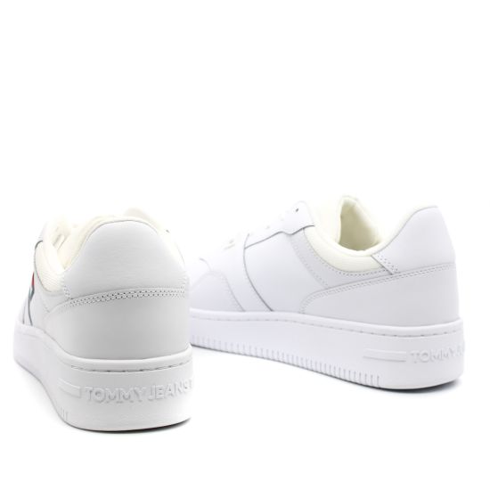 Ανδρικά Δερμάτινα Retro Basket Sneakers Λευκά Tommy Jeans EM0EM01395-YBR