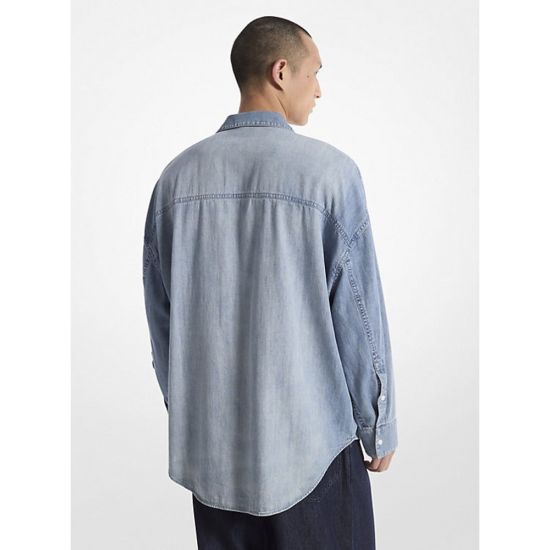 Unisex Oversized Τζιν Πουκάμισο Γαλάζιο Michael Kors UF4409W1KQ-918