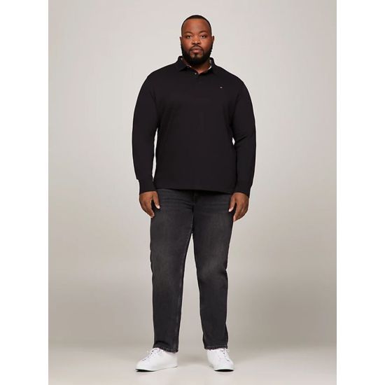 Ανδρικό Plus Size 1985 Μακρυμάνικο Polo Μαύρο Tommy Hilfiger MW0MW34102-BDS