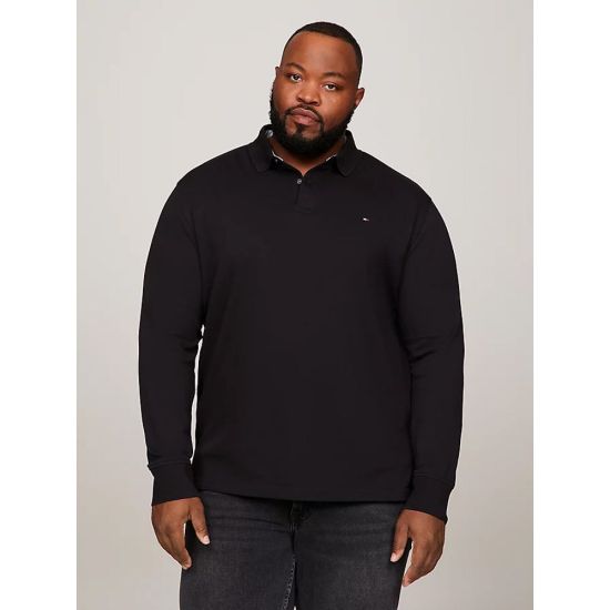 Ανδρικό Plus Size 1985 Μακρυμάνικο Polo Μαύρο Tommy Hilfiger MW0MW34102-BDS