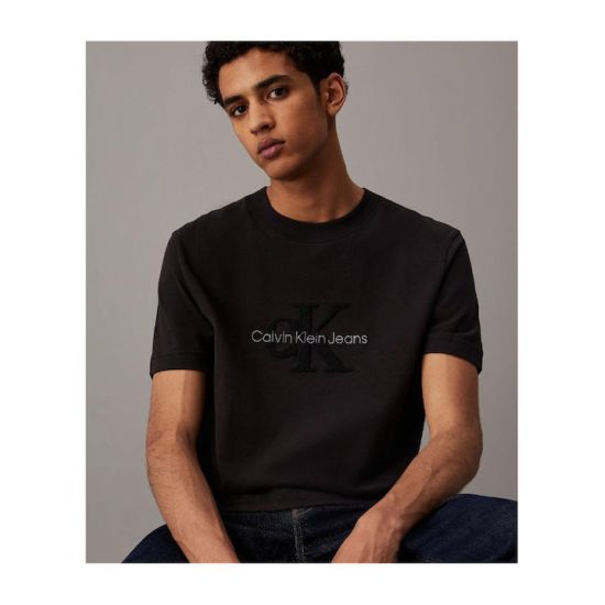 Ανδρικό Chenille Monologo T-shirt Μαύρο Calvin Klein J30J326158-BEH