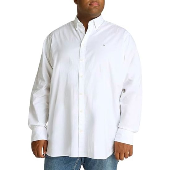 Ανδρικό Plus Size TH Flex Πουκάμισο Λευκό Tommy Hilfiger MW0MW35095-YBR