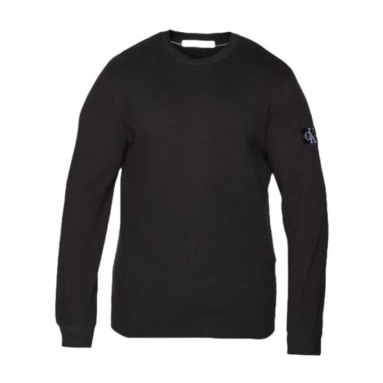 Ανδρικό Plus Size Waffle Μακρυμάνικο T-shirt Μαύρο Calvin Klein J30J327395-BEH