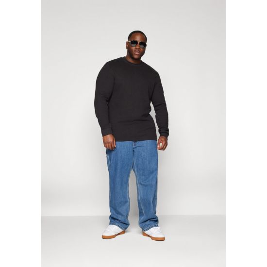Ανδρικό Plus Size Waffle Μακρυμάνικο T-shirt Μαύρο Calvin Klein J30J327395-BEH