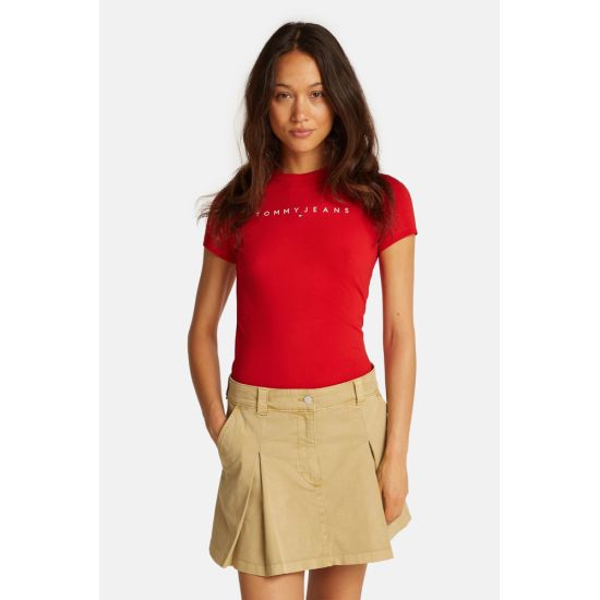 Γυναικείο Slim Linear T-shirt Κόκκινο Tommy Jeans DW0DW18398-XME