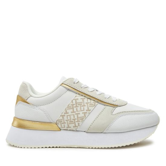 Γυναικεία Δερμάτινα TH Monogram Sneakers Λευκά Tommy Hilfiger FW0FW08387-0K4