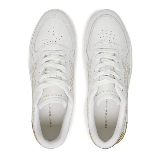 Γυναικεία Δερμάτινα TH Monogram Sneakers Λευκά Tommy Hilfiger FW0FW08381-0K4