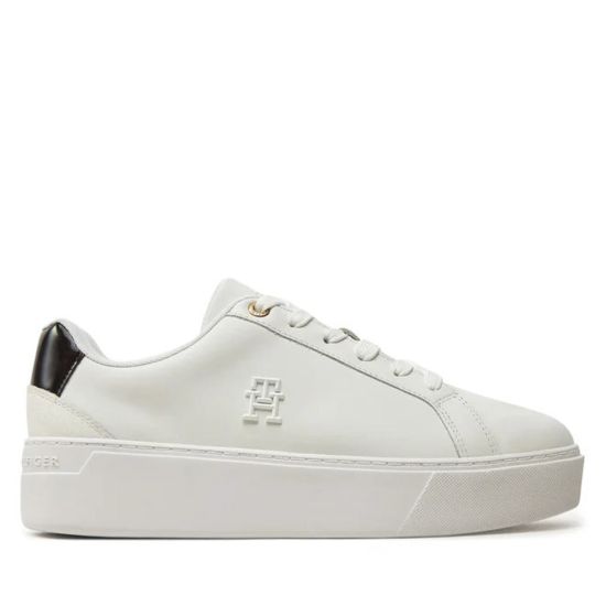 Γυναικεία Δερμάτινα TH Platform Court Sneakers Λευκά Tommy Hilfiger FW0FW08614-YBS