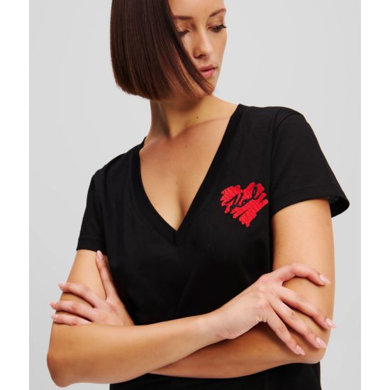 Γυναικείο Hearts T-shirt Μαύρο Karl Lagerfeld A1W17116-999 BLACK
